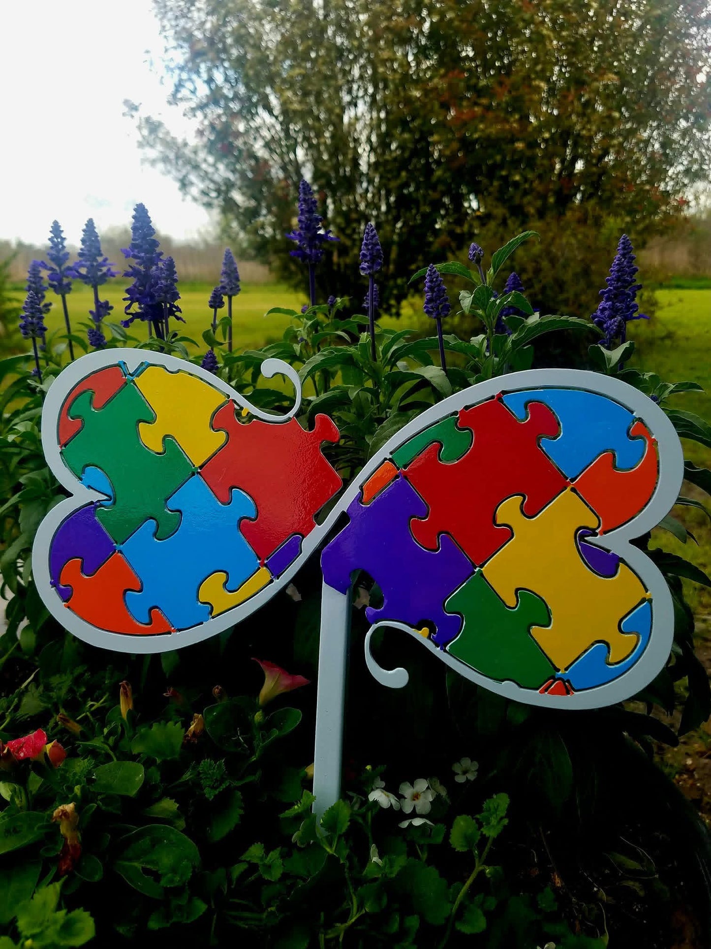 Autism Awareness Butterfly Metal Garden Stake