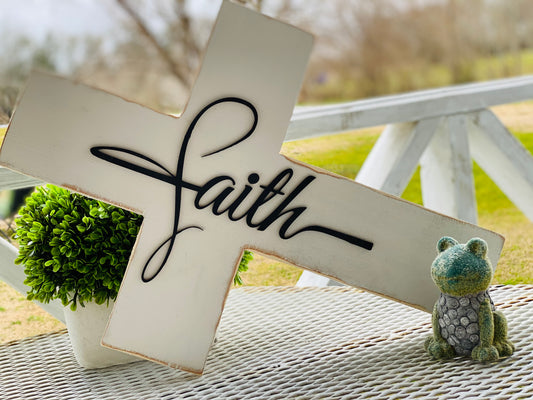 15” Wooded Faith Cross