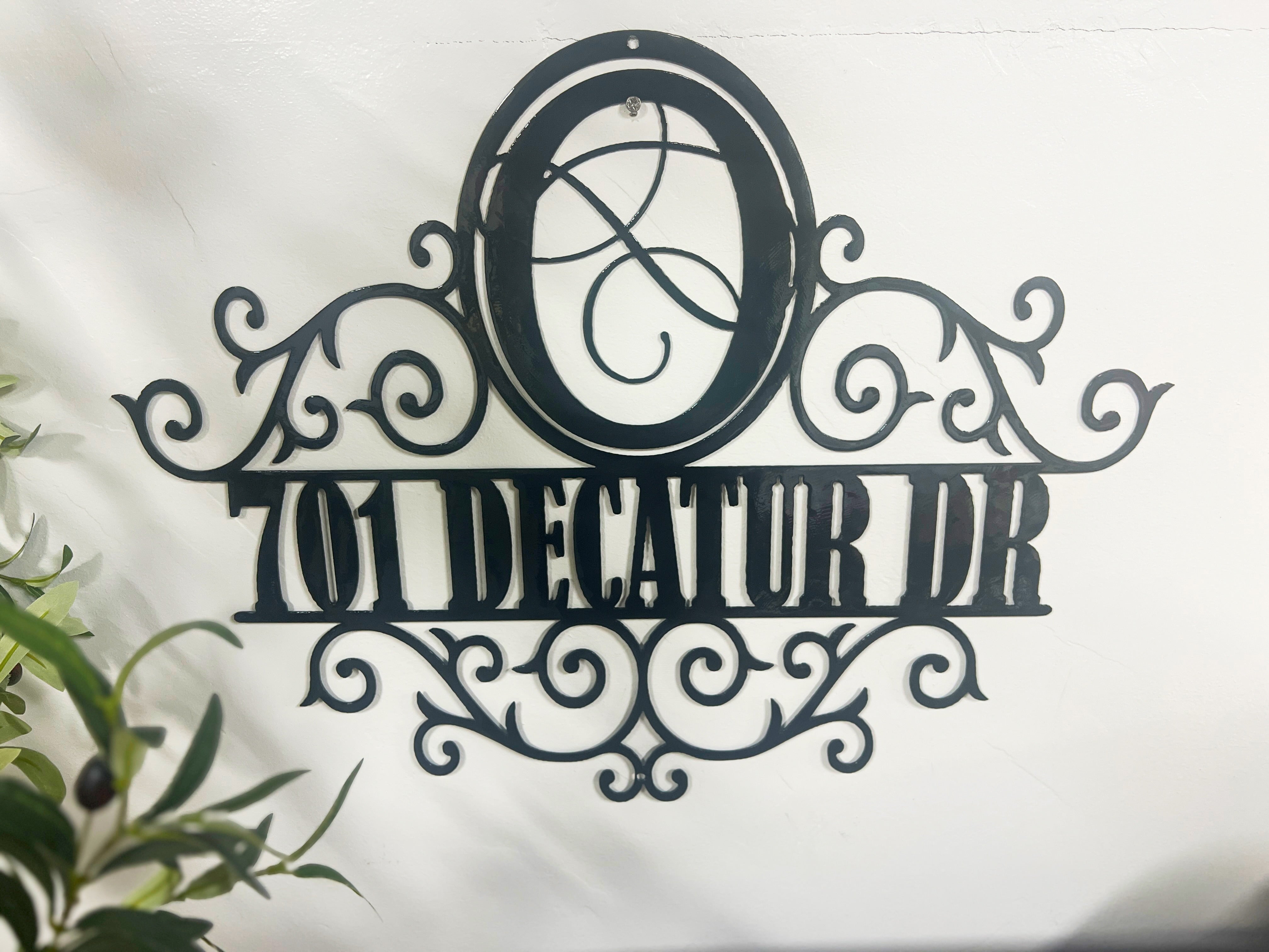 24” Personalized Initial w/ Address Sign – Twisted Viz Designs